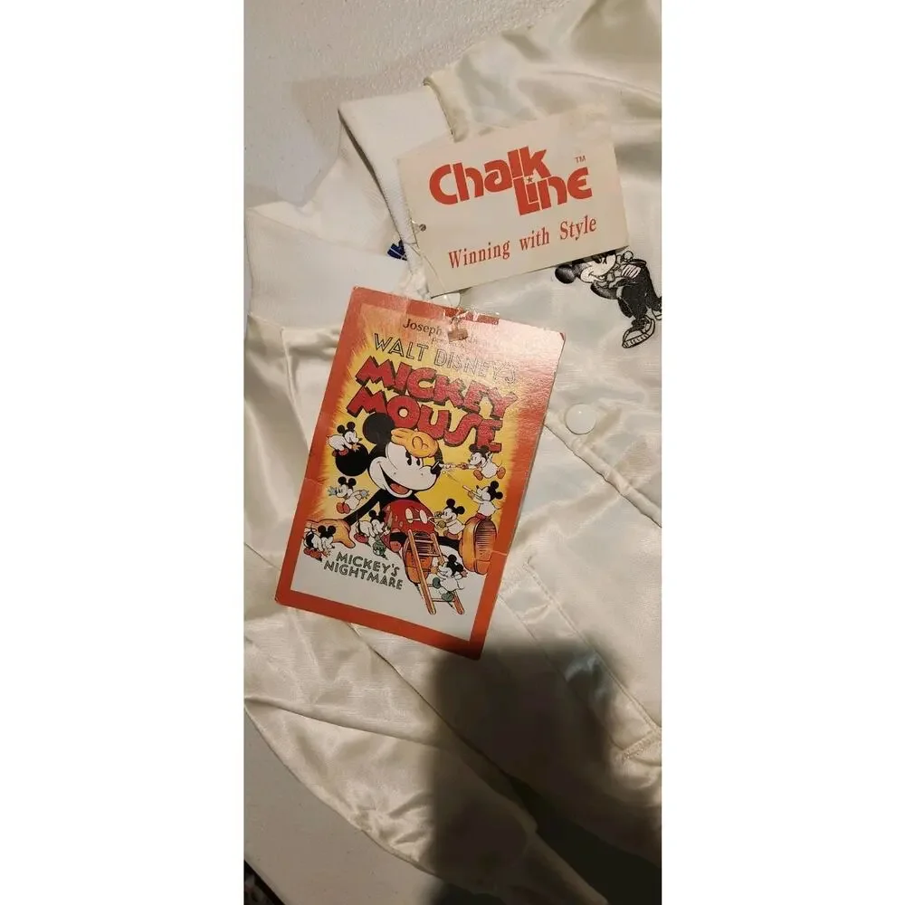 RARE VINTAGE NOS 1987 DISNEY MICKEY MOUSE CHALK LINE SATIN JACKET W/ HANGTAGS
